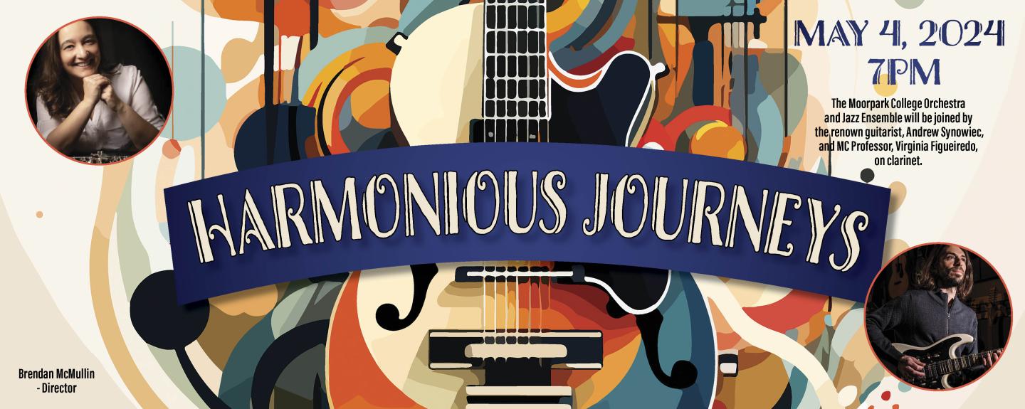 Poster image for the MC Orchestra and Jazz Ensemble performance of "Harmonious Journeys".