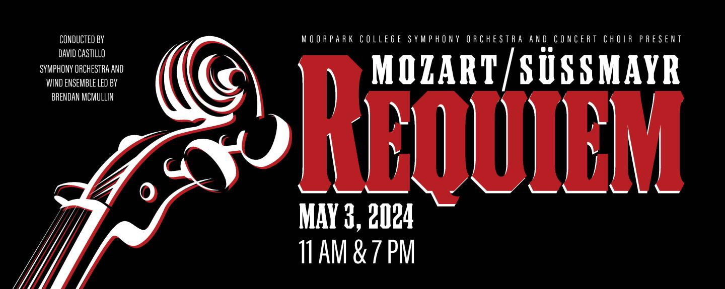 Poster image for MC Vocal and Orchestra Ensemble performance of "Mozart and Sussmayer's Requiem" on May 3, 2024.
