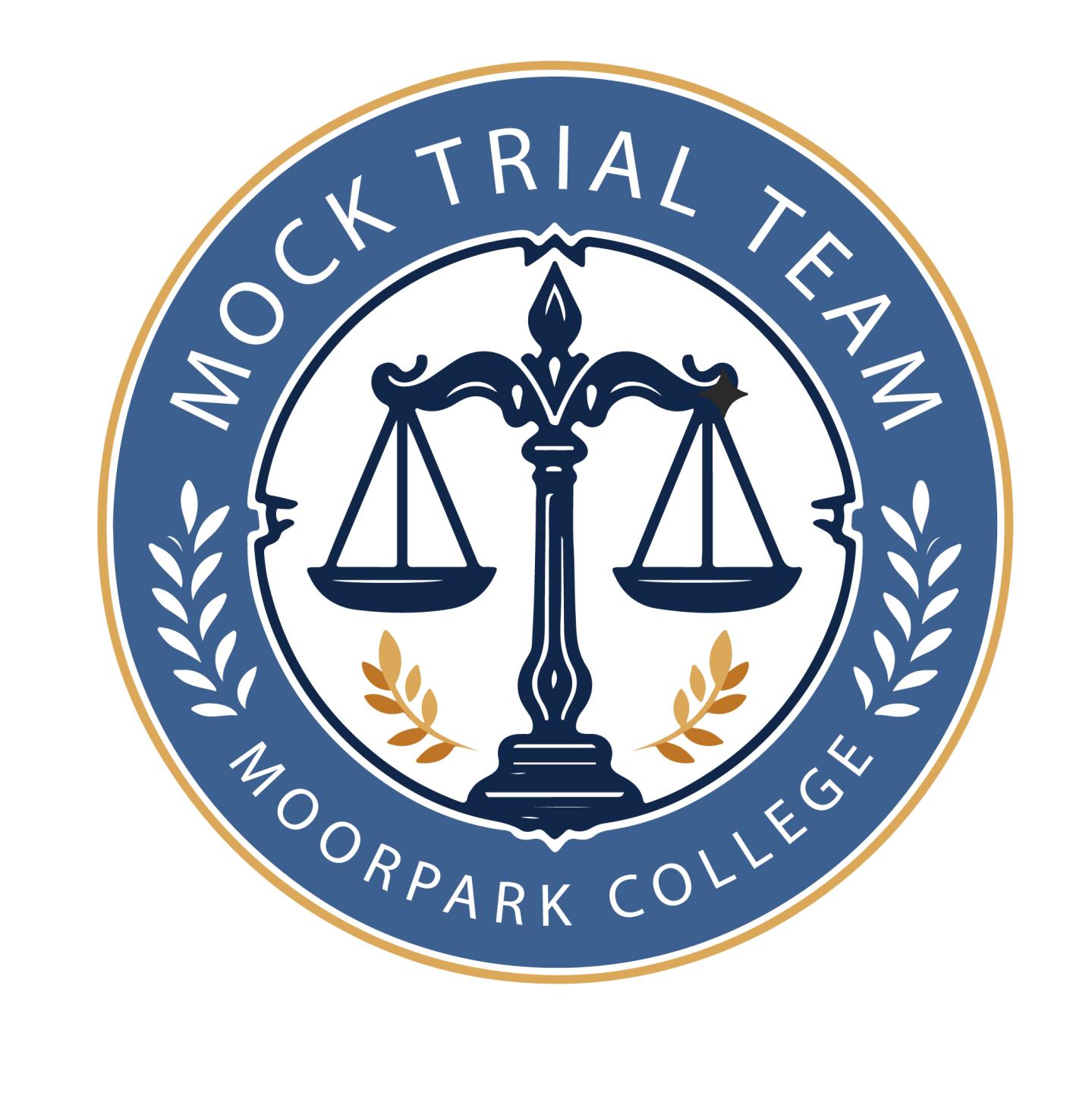 mock trial logo with law scales