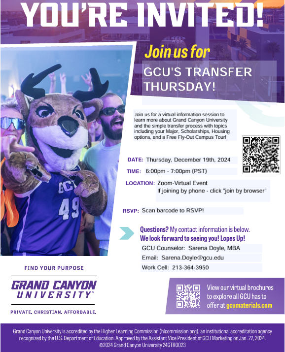 Grand Canyon University Transfer Thursday