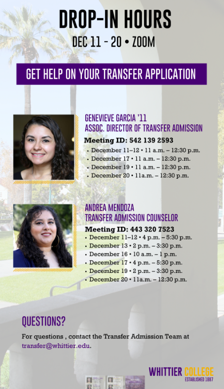 Whittier College Drop In Hours