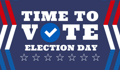 Graphic with bold text saying &#039;Time to Vote&#039; with 