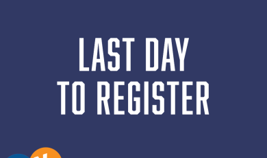 Graphic with bold text saying &#039;Last Day to Register&#03