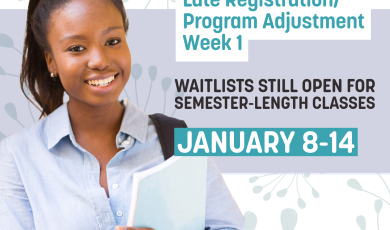 Text “Spring 2024 Late Registration/ Program adjustment Week